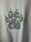 Floral Embroidered Paw Print Hoodie