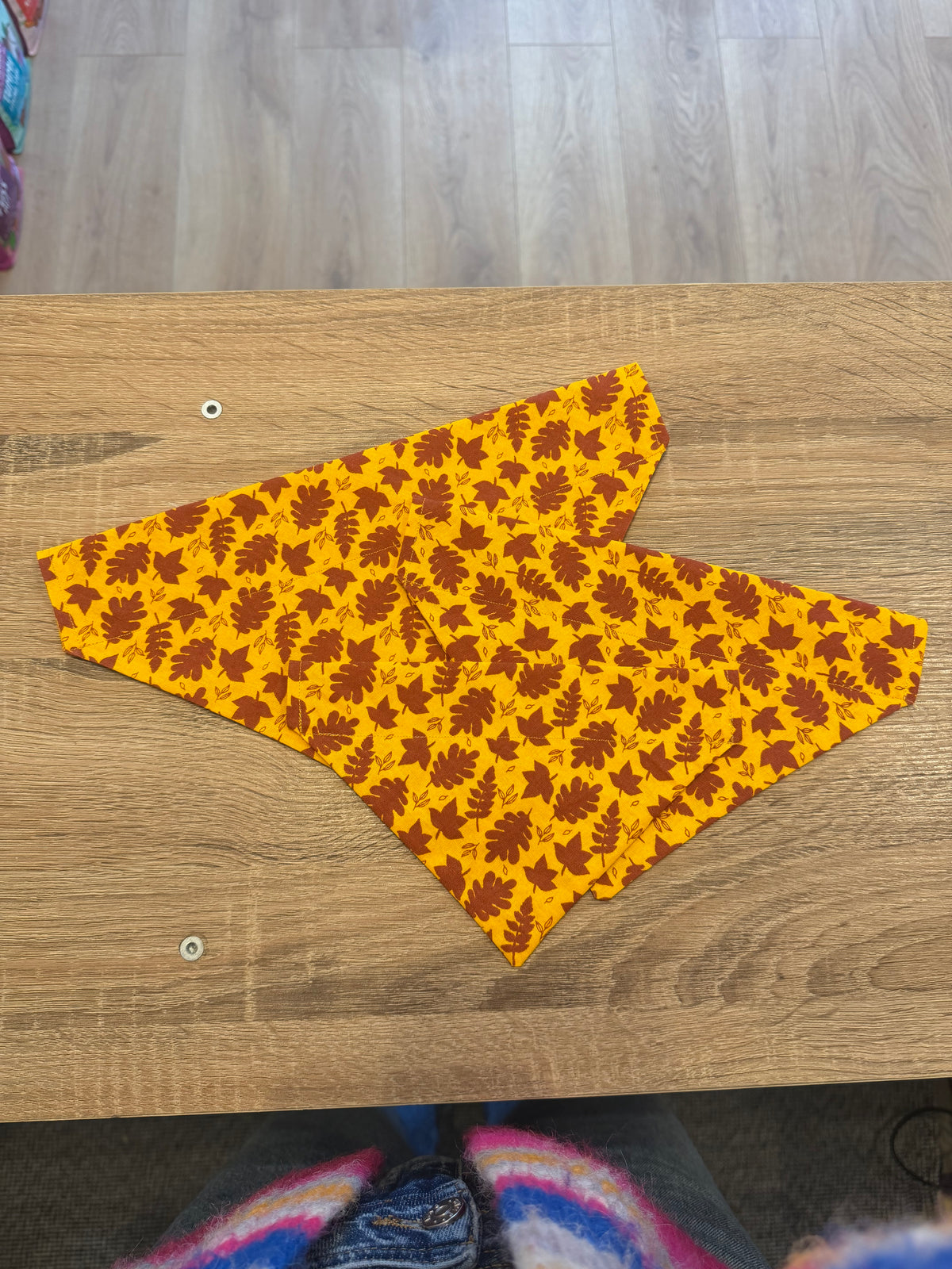 Orange with Burgundy Leaves Bandana