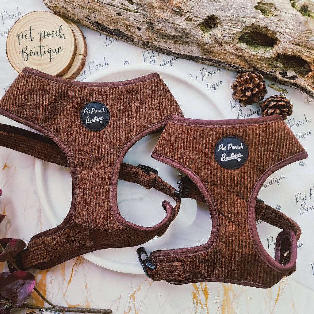 Coffee Bean Cord Puppy Dog Harness