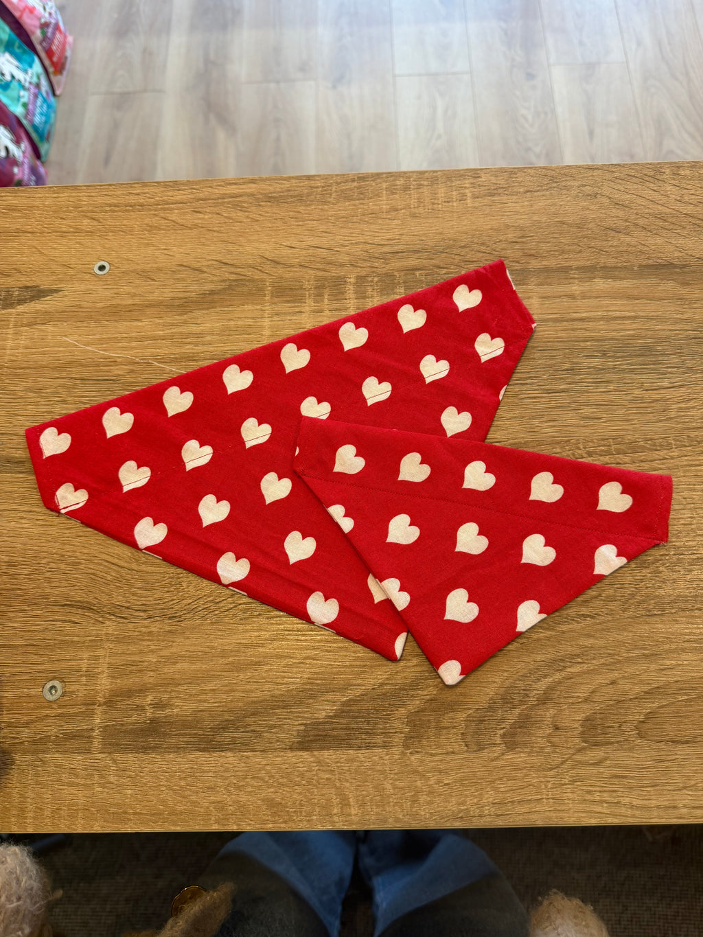 Red with White Hearts Bandana
