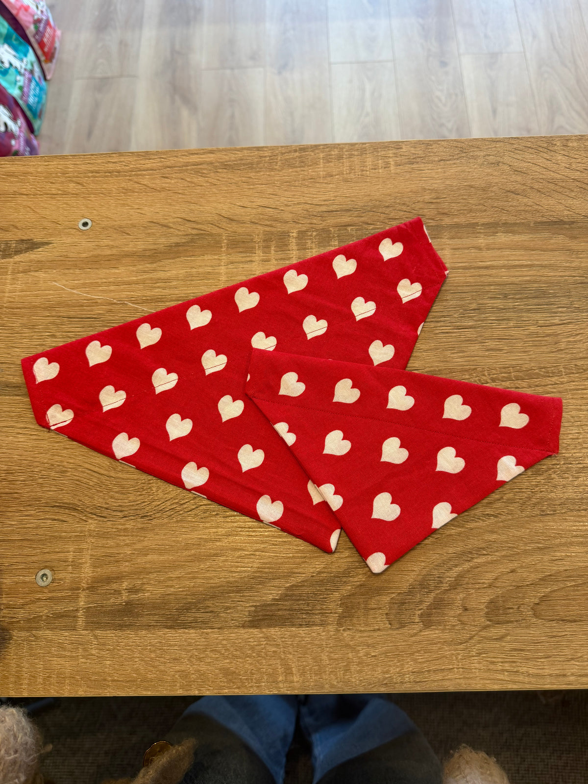 Red with White Hearts Bandana