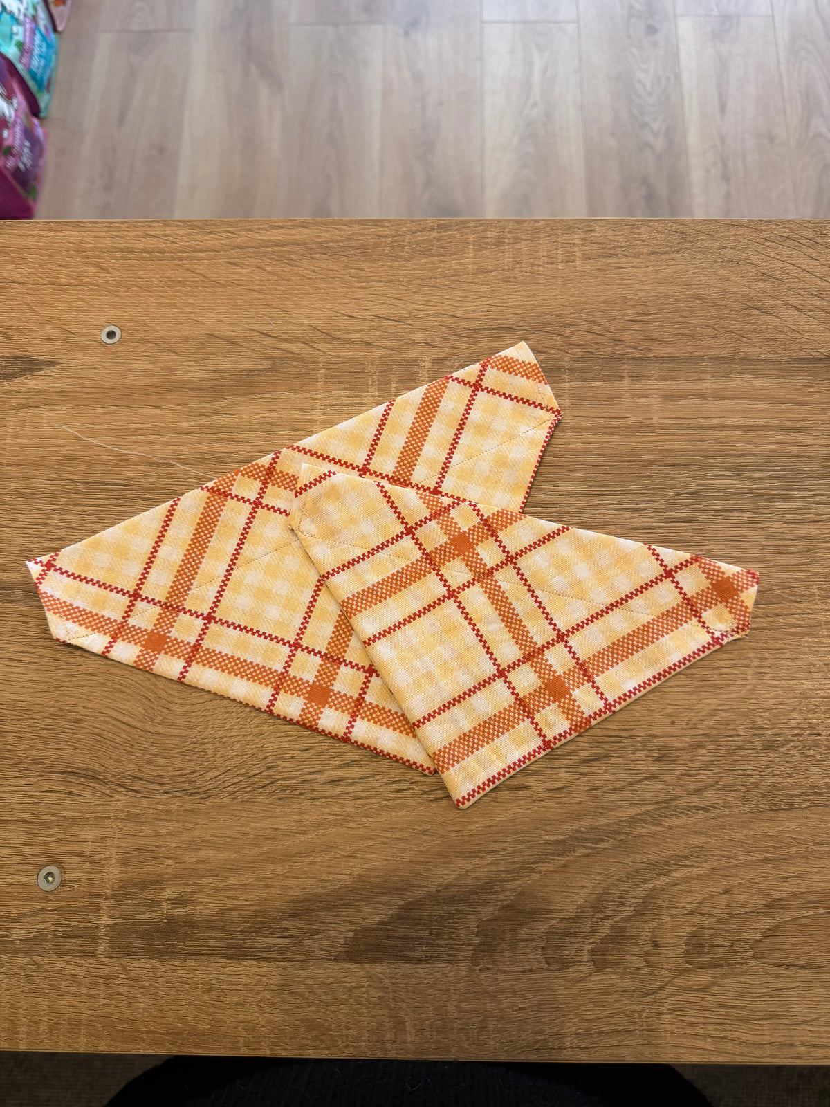Beige & Orange Tartan Bandana