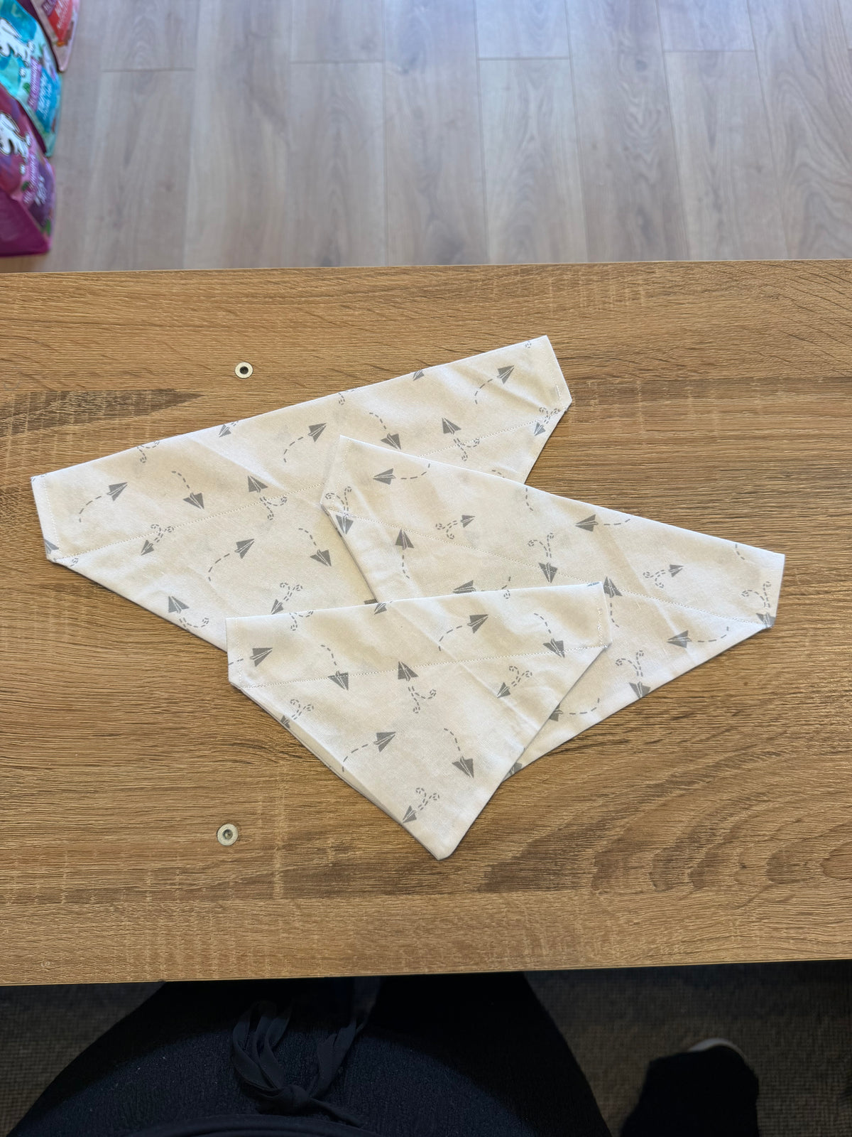 White with Grey Paper Planes Bandana