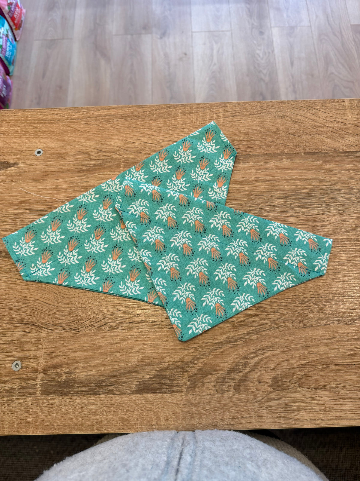 Teal with Pink Floral Bandana