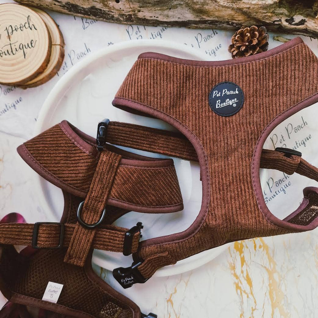 Coffee Bean Cord Puppy Dog Harness
