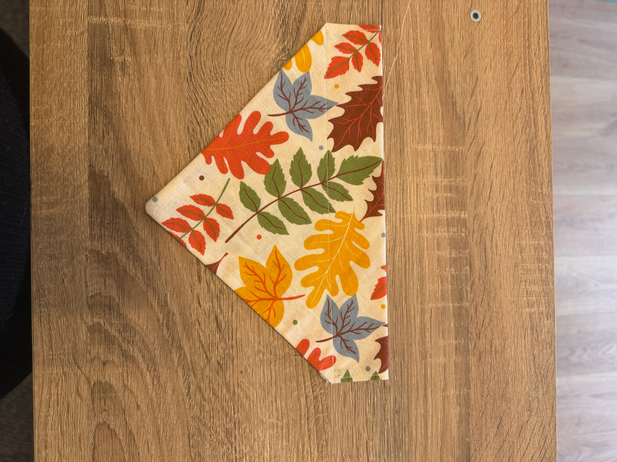 Beige Colourful Leaves Bandana