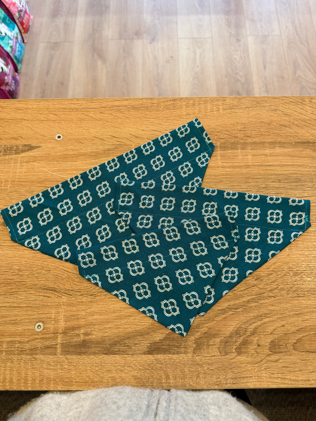 Teal Large Flower Bandana