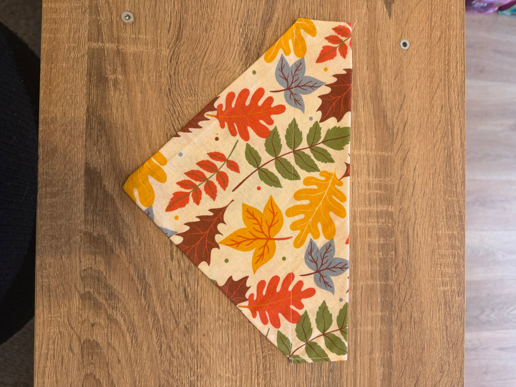 Beige Colourful Leaves Bandana