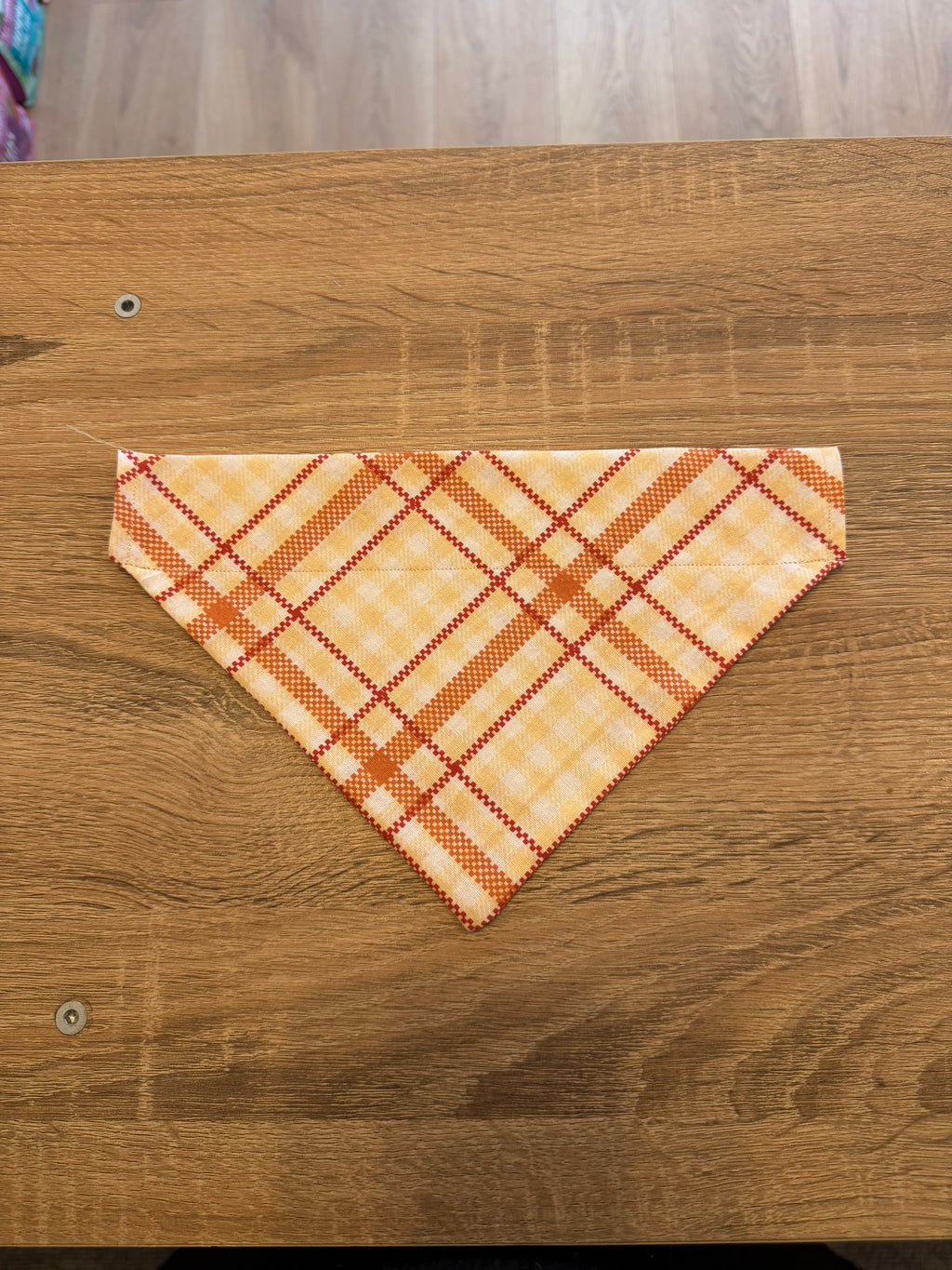 Beige & Orange Tartan Bandana