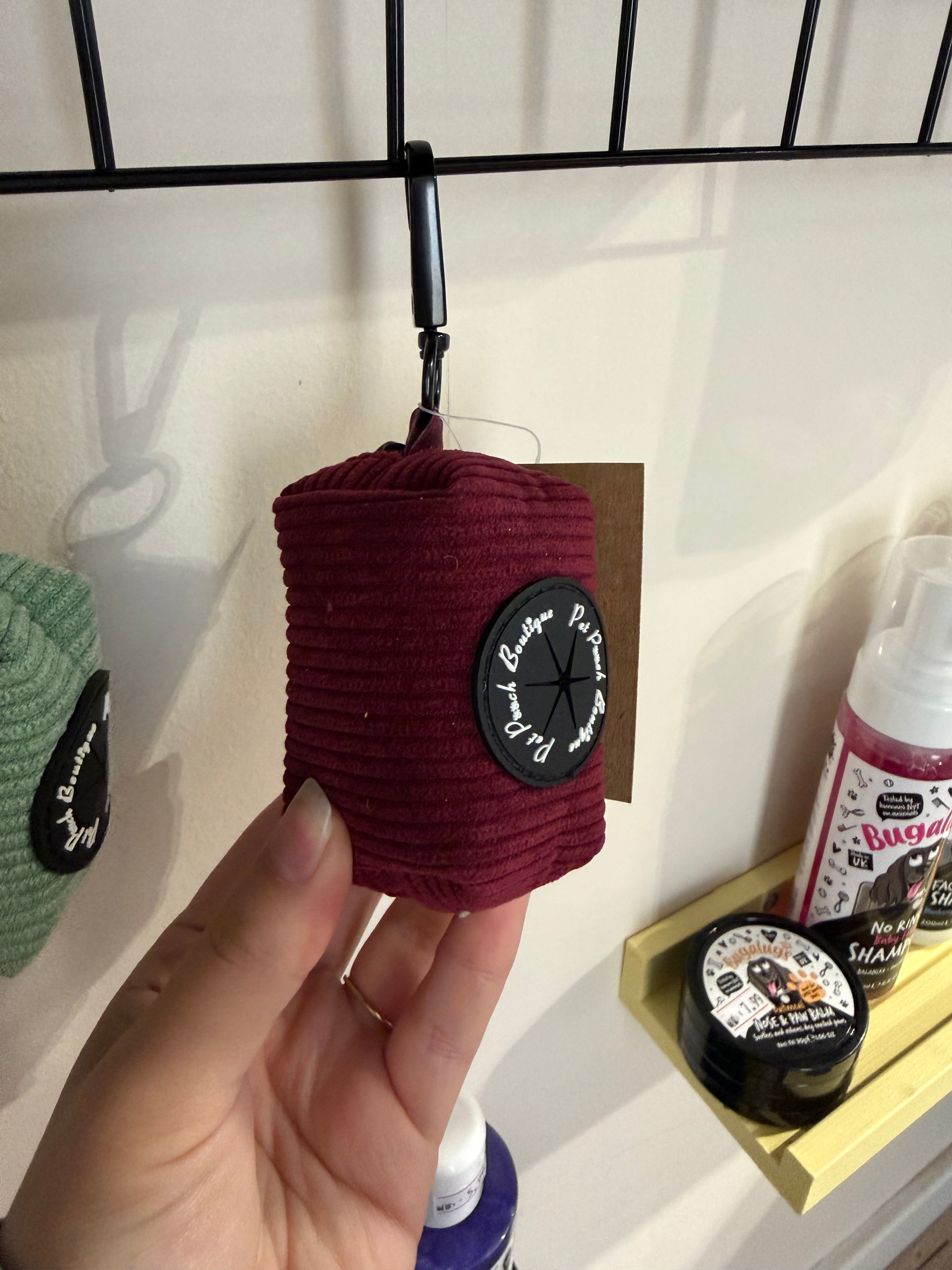 Burgundy Red Pet Pooch Poo Bag Holder (includes 1 free roll of poo bags)