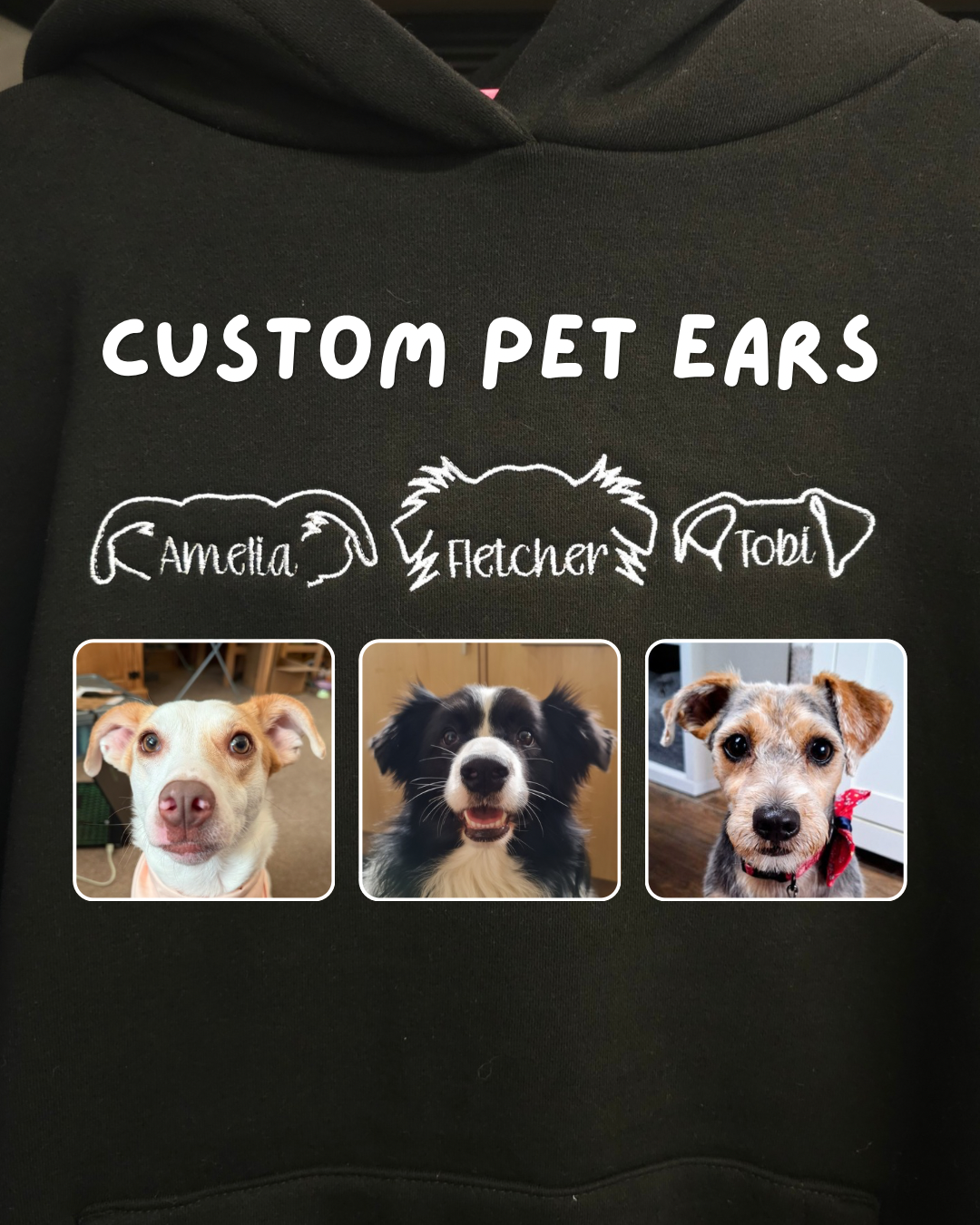 Custom Pet Ears Embroidered Sweatshirt
