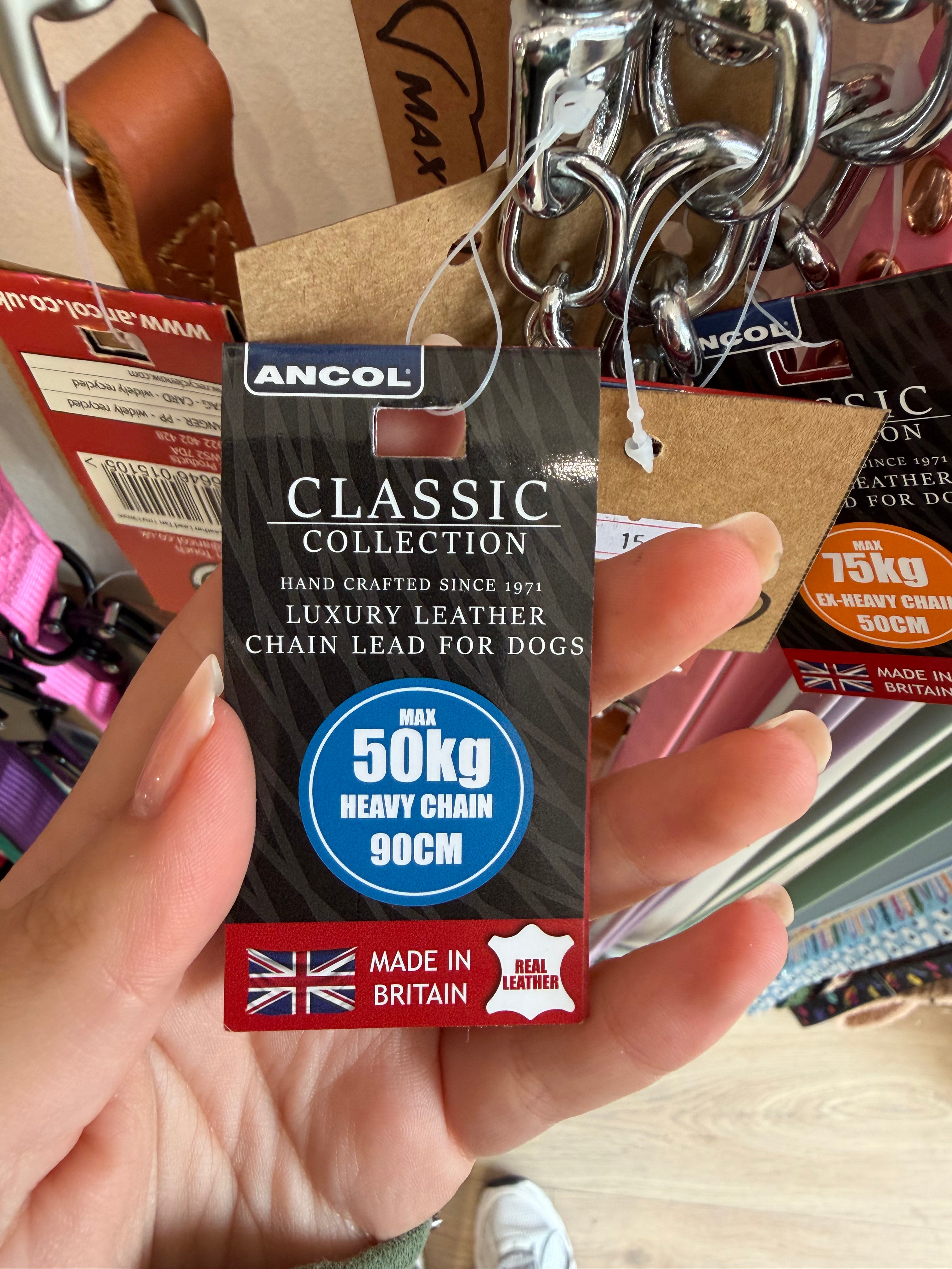 90cm Leather & Chain lead