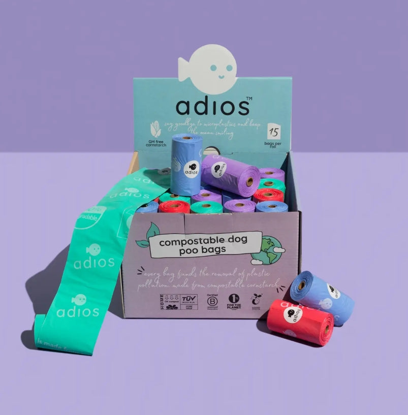 Adios Compostable Dog Poo Bags (Random Colour Selection)