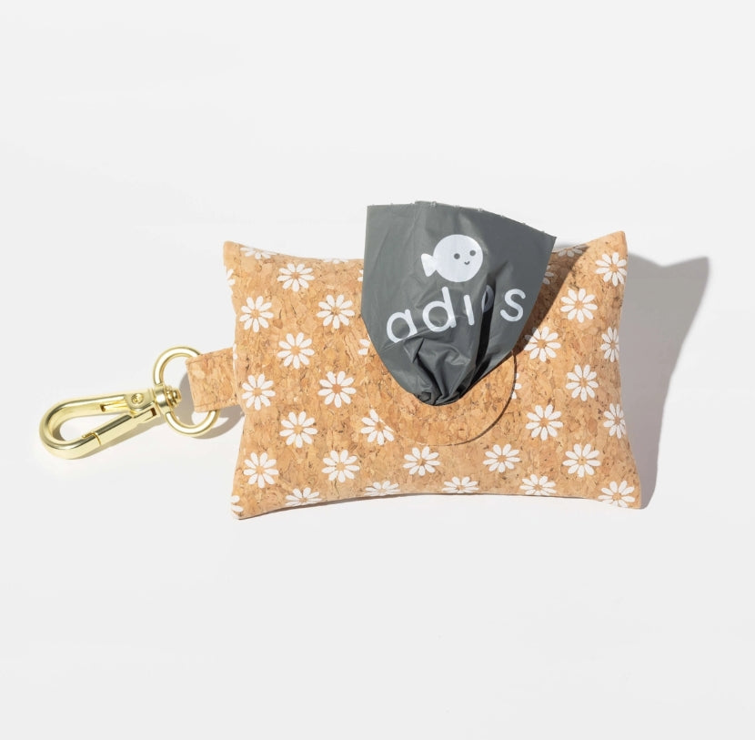 Adios Daisy Cork Sustainable Poo Bag Holder (includes 1 free poo bag roll)