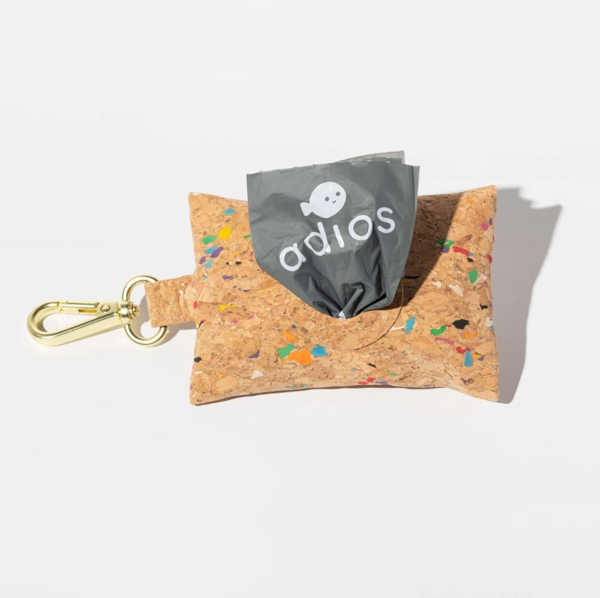 Adios Cork Rainbow Specks Sustainable Dog Poo Bag Holder (includes 1 free poo bag roll)