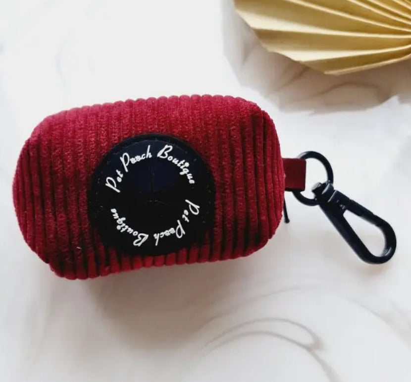 Burgundy Red Pet Pooch Poo Bag Holder (includes 1 free roll of poo bags)